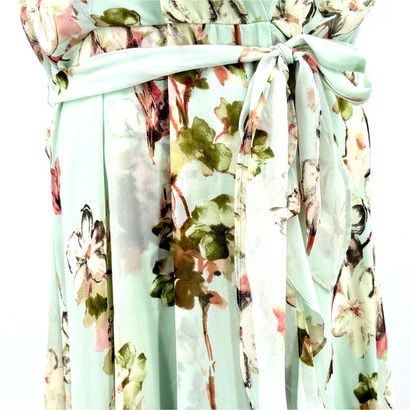 Julian Taylor NY Dress Women's 16 Pastel Green Floral Ruffles Feminine Fairy - Picture 3 of 8